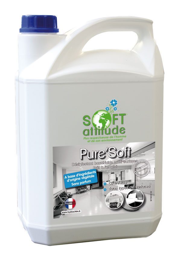 Produit nettoyant désinfectant bactéricide multi-surfaces - Pure'Soft