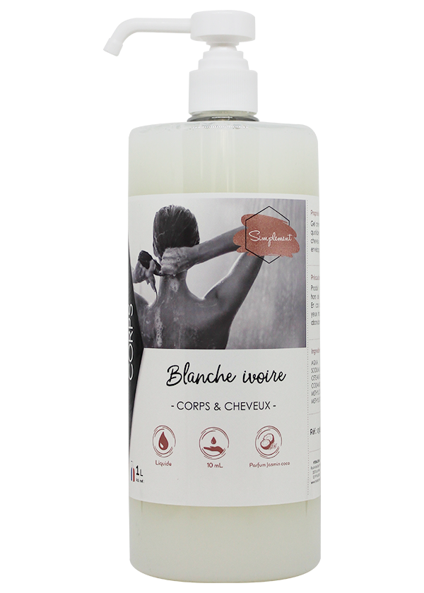 Blanche ivoire - Gel douche corps et cheveux au parfum jasmin coco