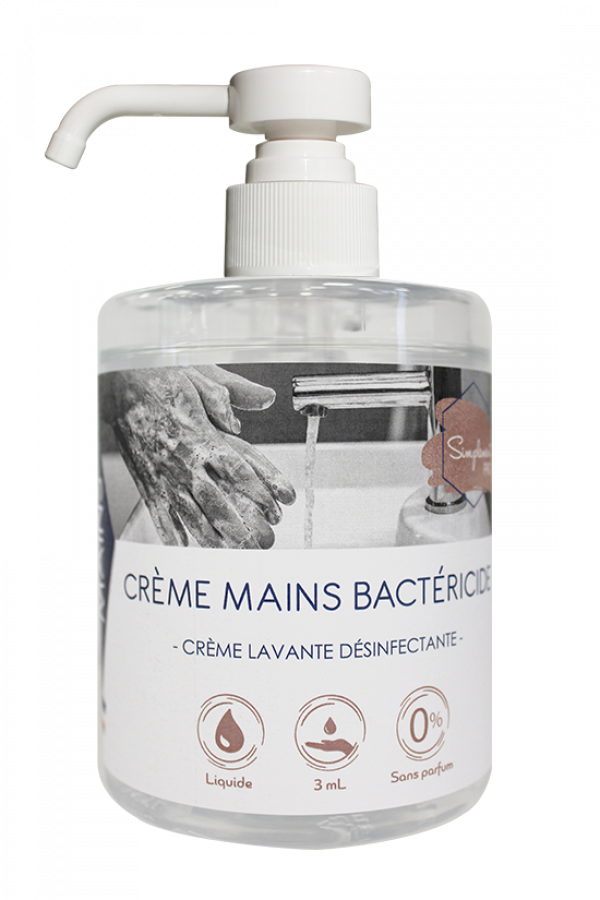 Crème mains bactéricide et désinfectante sans parfum