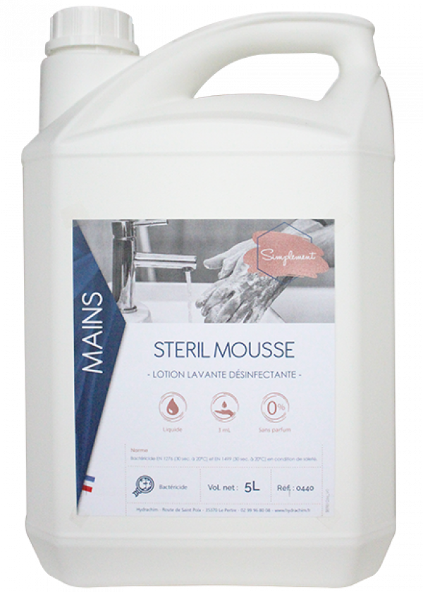 Steril mousse - Liquide moussant et désinfectant pour les mains