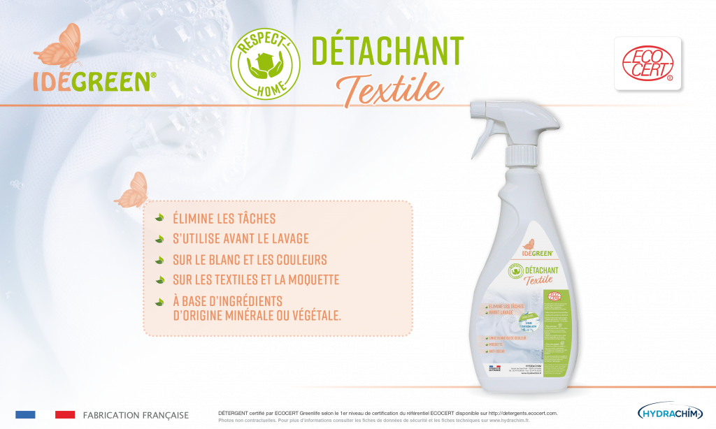 Détachant textile Idegreen Écocert tous types de taches