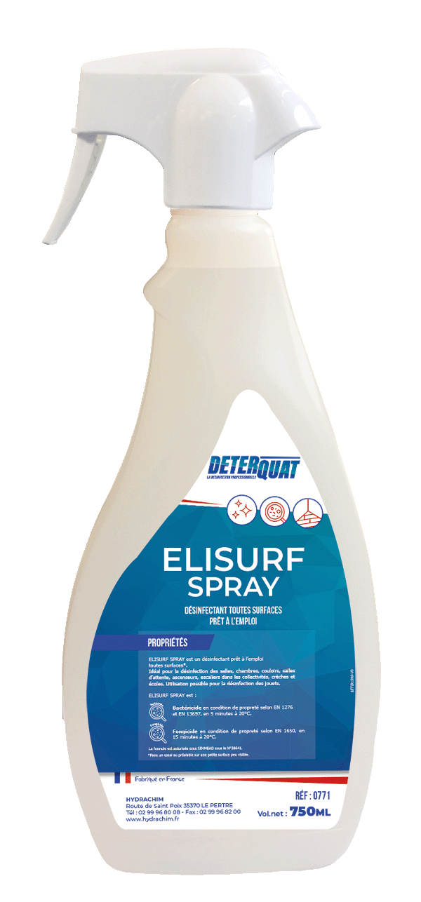 Désinfectant multisurfaces rapide Elisurf Spray Hydrachim